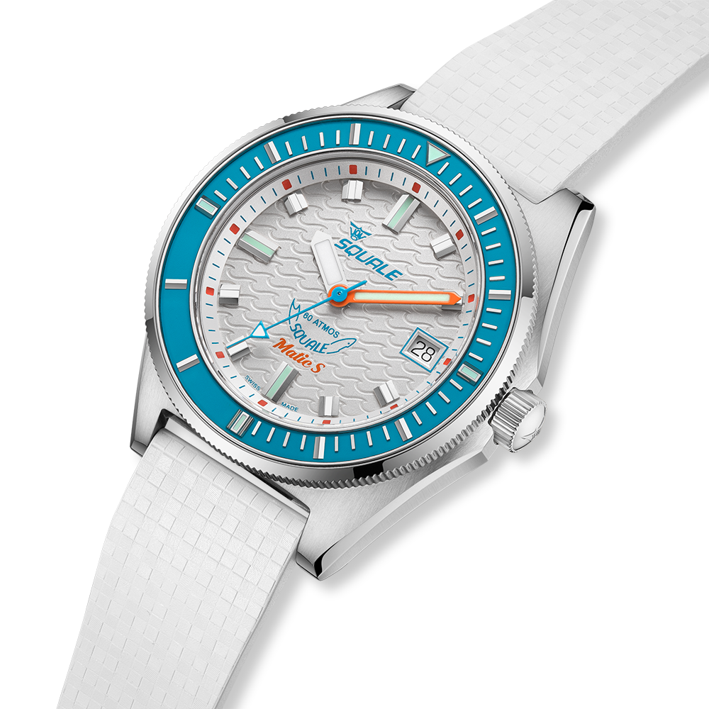 Squale Matic S White Mosaic Rubber