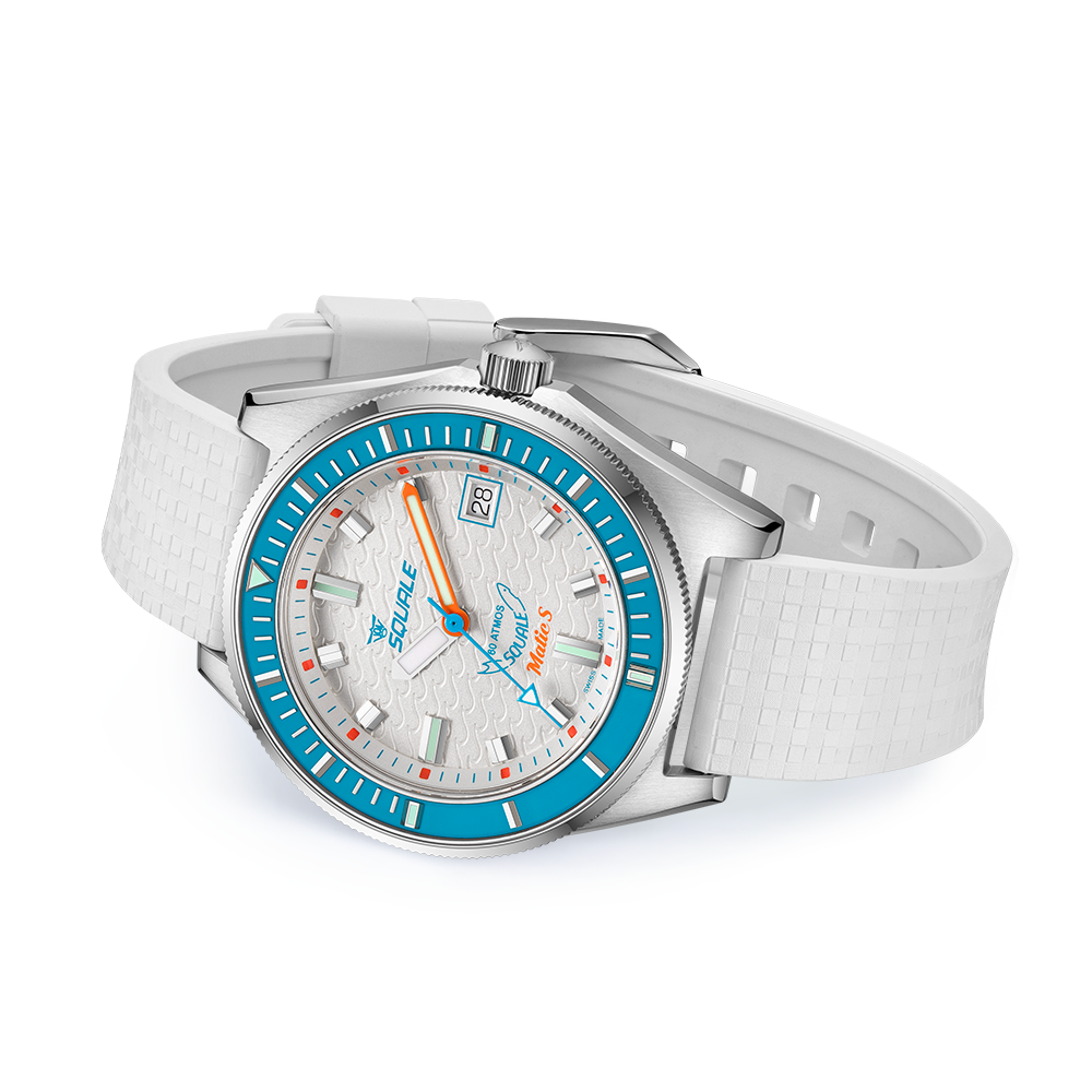 Squale Matic S White Mosaic Rubber