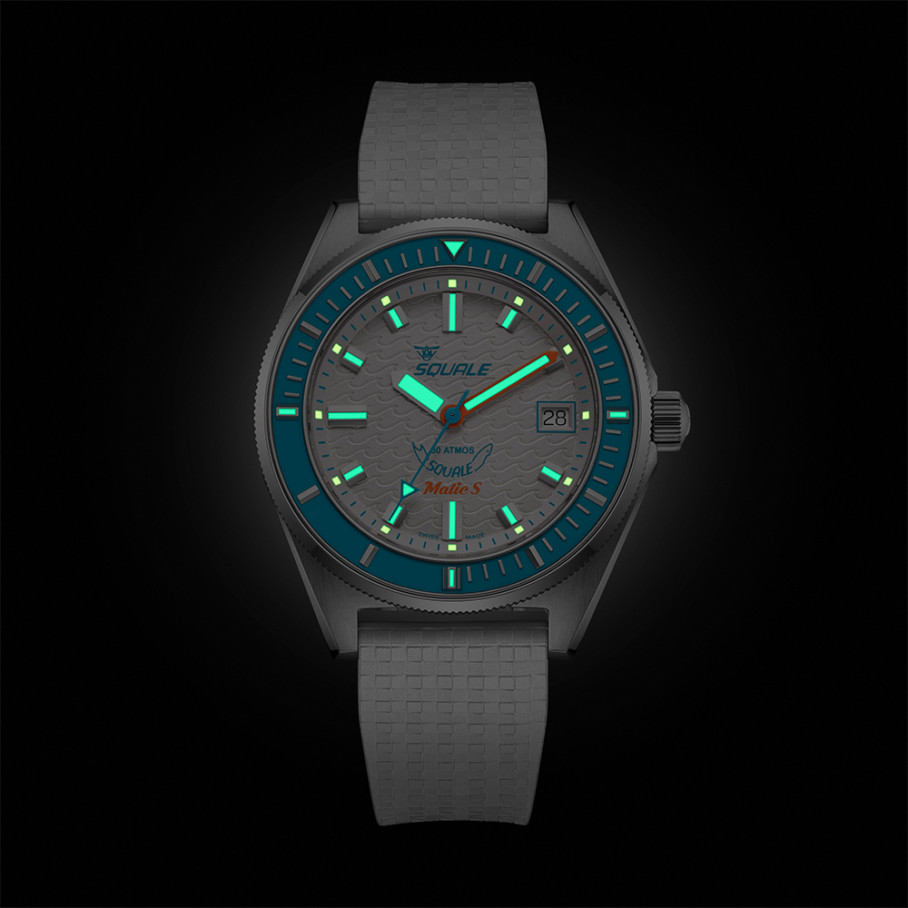 Squale Matic S White Mosaic Rubber